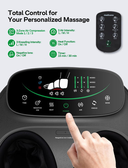 Medisana Shiatsu Foot Massager with Heat, Air Compression & Kneading for Pain Relief