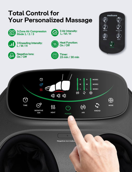 Medisana Shiatsu Foot Massager with Heat, Air Compression & Kneading for Pain Relief