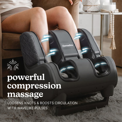 Homedics Foot & Calf Massager with Compression, Rolling Massage & Adjustable Intensity
