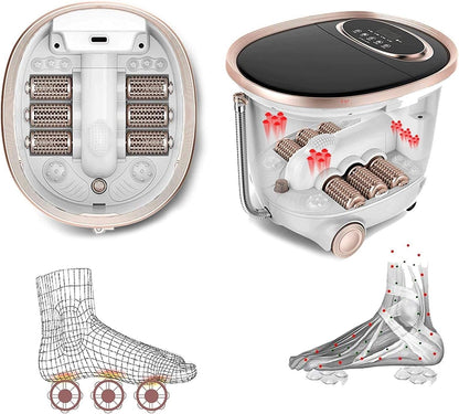 Lsrwhnyy Heated Foot Spa Massager with Automatic Rollers & Temperature Control for Pain Relief