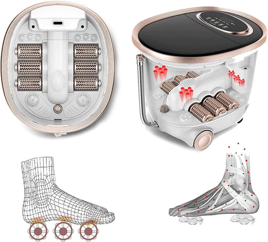 Lsrwhnyy Heated Foot Spa Massager with Automatic Rollers & Temperature Control for Pain Relief