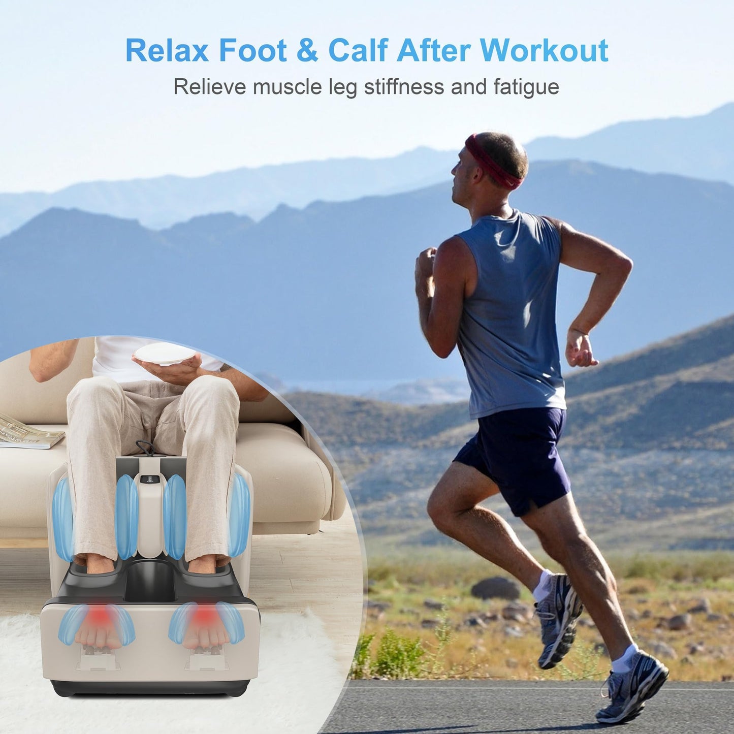 COMFIER 2-in-1 Shiatsu Foot & Calf Massager with Heat, APP Control & Foot Rest