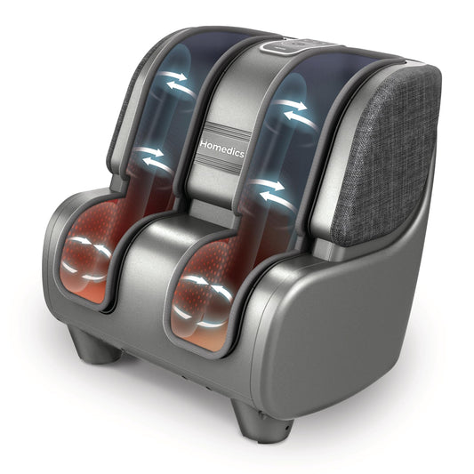 Homedics Foot & Calf Massager with Compression, Rolling Massage & Adjustable Intensity