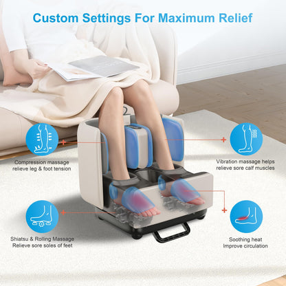COMFIER 2-in-1 Shiatsu Foot & Calf Massager with Heat, APP Control & Foot Rest
