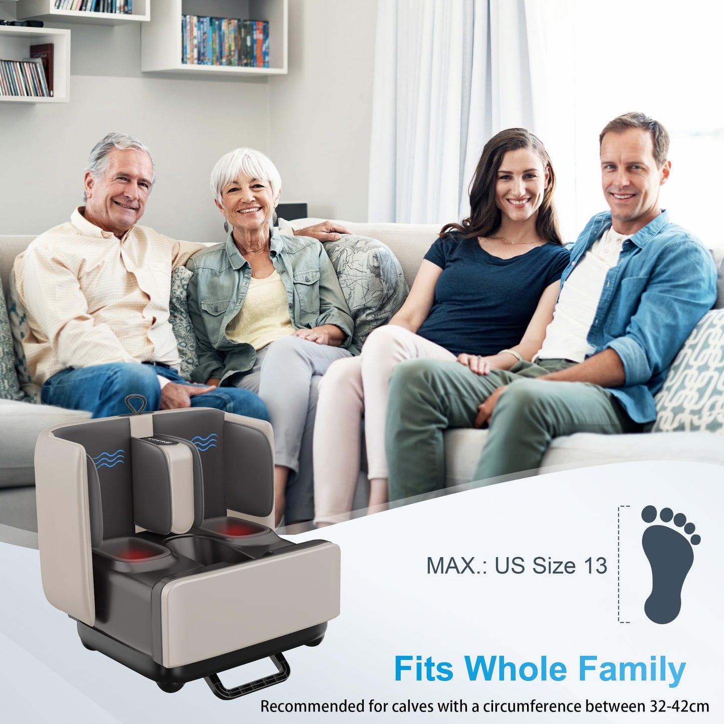 COMFIER 2-in-1 Shiatsu Foot & Calf Massager with Heat, APP Control & Foot Rest